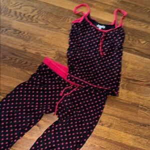 PJ SALVAGE M Black and Red POLKA DOT PAJAMA SET